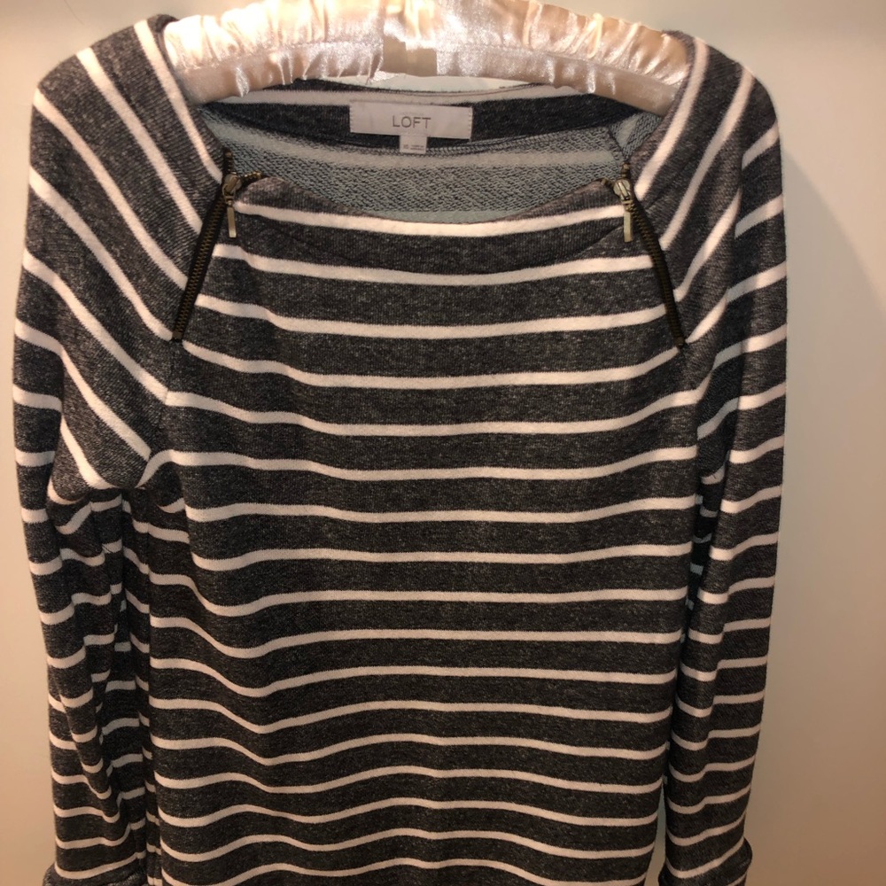 Loft grey sweater dress with zipper details